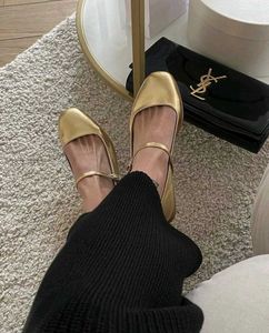 Gold Mary Janes Flat