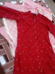 Red Printed Kurta