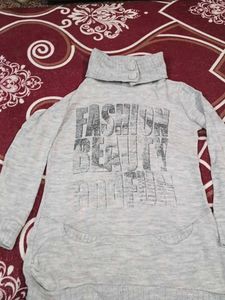 Grey Fashion Print knit top