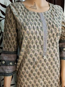 Grey Kurti With Embroidered Palazoo