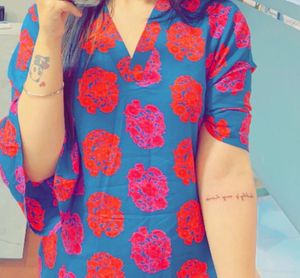 Floral Print Flared Sleeve Kurta With Trouser