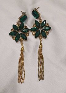 Emerald Tassel Earrings