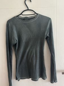Grey Fitted Long Sleeve Top