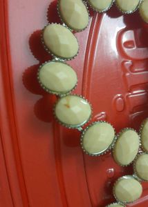 Beige Or Cream Color Round Earrings