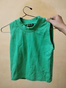 Green Mock Neck Sleeveless Top