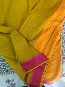 Green Yellow &amp; Pink Saree