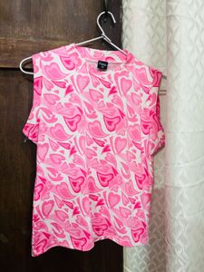 Pink Heart Print Tank Top