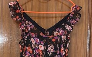 Floral Print Ruffled High-Low Dress