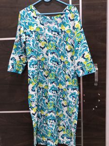 Blue Sweetheart Neck Kurta Set