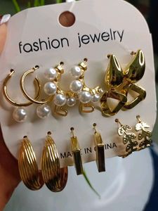 Assorted Golden Earrings Set Of 9