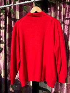 Red Long Sleeve Knit Polo