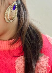 Blue Floral Teardrop Pearl Earrings To Style For u