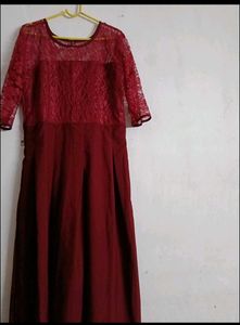 Elegant Maroon Lace Dress