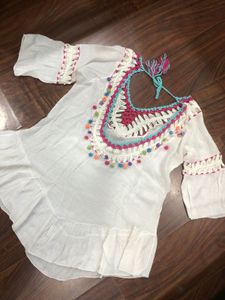 Boho Crochet Trim Top Beach Cover Up