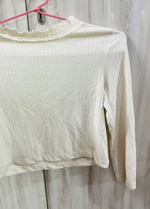 Cute White Long Sleeve Top
