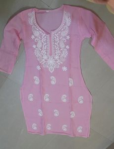 Pink Kurta With Chickenkari