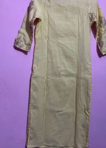 Yellow Embroidered Kurti