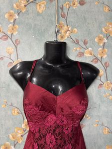 Burgundy Lace Slip Dress
