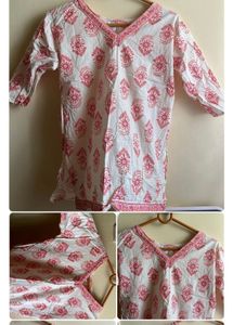 Floral Print Cotton Kurti Set