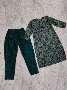 Green Floral Kurta Set