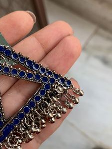Blue Triangle Statement Earrings
