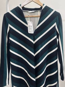Formal Green Striped Well Fitted Dress