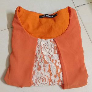 Orange Formal Floral Blouse