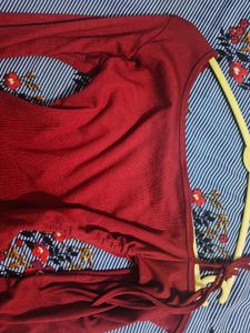 Maroon Off-Shoulder Top