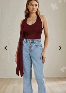 Bodysuit halter neck Burgundy