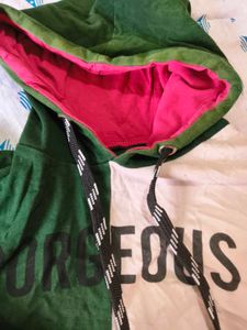 Stylish Two-Tone &#34;GORGEOUS&#34; Printed Hoodie