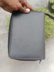 👜 Black Zipper Leather Pouch with Speaker Vent