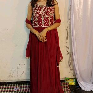 Maroon Embellished Ethnic Gown