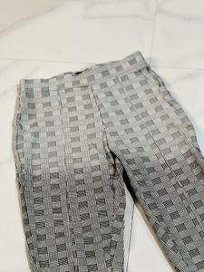Checked Skinny Formal Grey Trousers