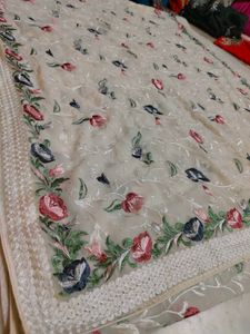 Thread 🧵 Embroidery 🪡 Flower 🌻🌹 Design Saree