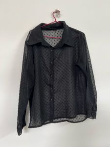 Sheer Black Button-Down Top