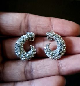 White Stone Stud Earring