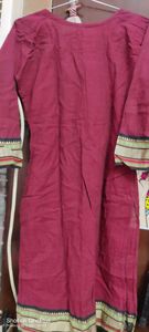 Cotten blended mehroon kurti with border design. perfect for summers size- medium