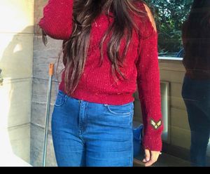 Burgundy Cut-Out Shoulder Sweater