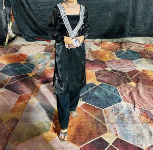 Black Kurti With Heavy Mirror Work