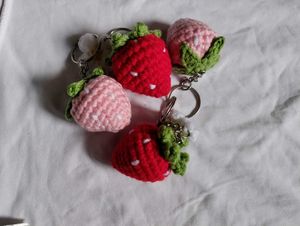 Crochet Strawberry Keychain