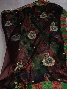 Brown &amp; Green Colour Combination Mysore Silk Saree