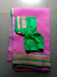 Pink Saree with Border