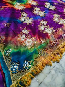 Multi Color Very Beautiful Saree Moti Work