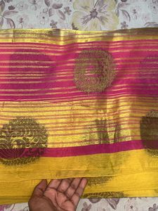 New Mustard Saree Cotton Silk With Blouse