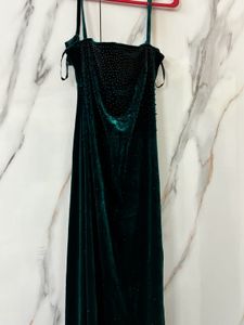 Bottle Green Velvet Gown