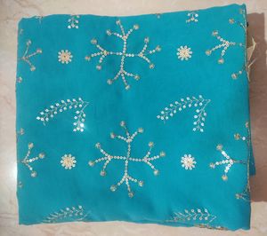 Teal Embroidered Fabric