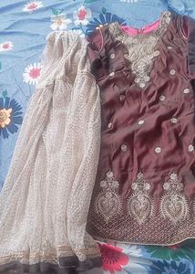 Elegant Brown & Beige Salwar Kameez