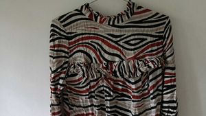 Zebra Print Ruffle Blouse