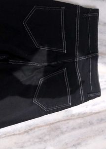 Black Flare Jeans - White Stitch Detail