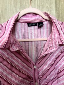 Chic Pink Striped Button-Up Blouse by Mileage